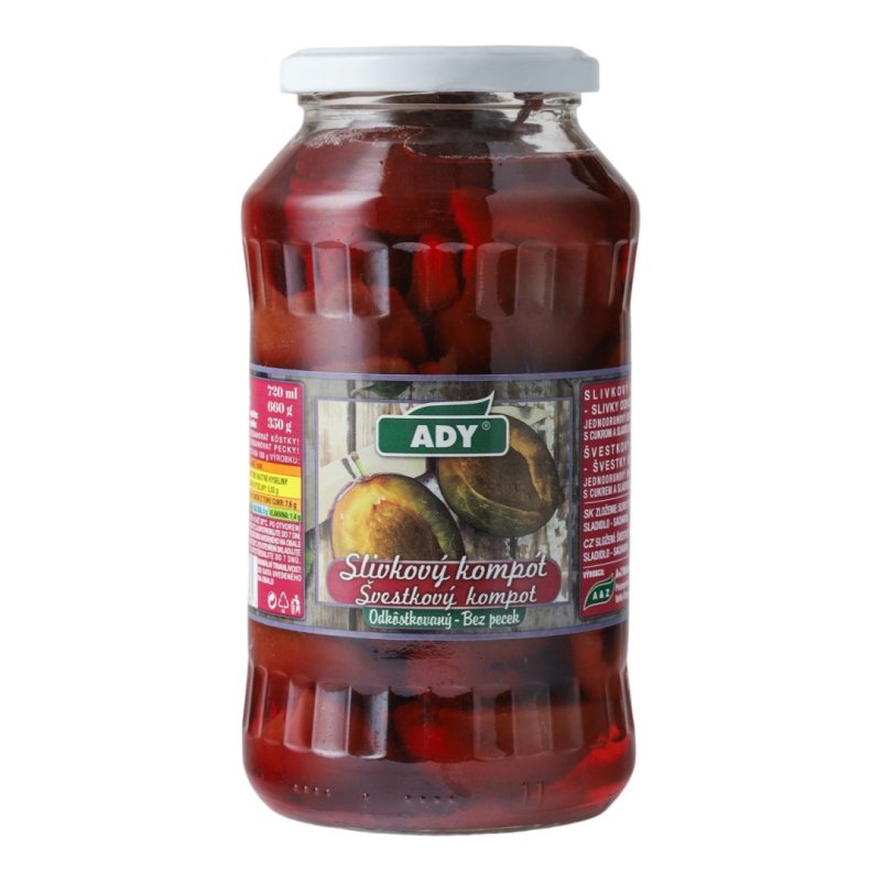Kompót Slivky odkôstkovaný 720ml PP350g Ady