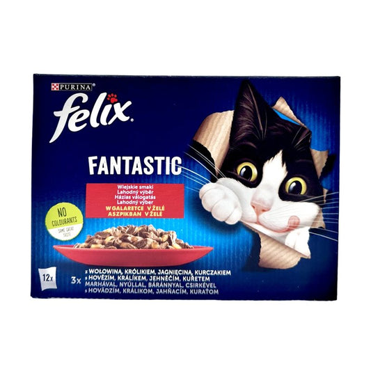 Krmivo Felix Fantastic kura/hovädzie/králičie/jahňacie 12x85g